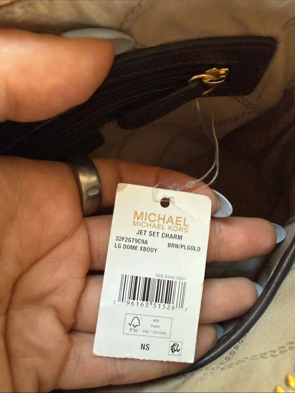 Michael Kors Gold and Brown Logo Dome Crossbody - Picture 4 of 4